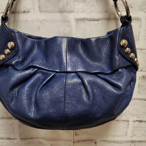 b. makowsky Blue Leather Hobo Bag with Metal Accents - Picture 2 of 5